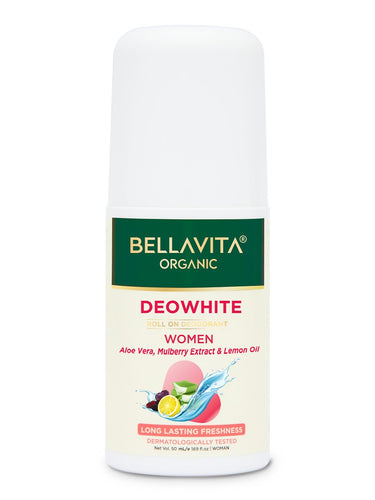 Bella Vita Organic Deo White Deodorant For Men Long Lasting Freshness, 50ml Natural Roll On & Organic Deo White Deodorant For Women Long Lasting, 50ml